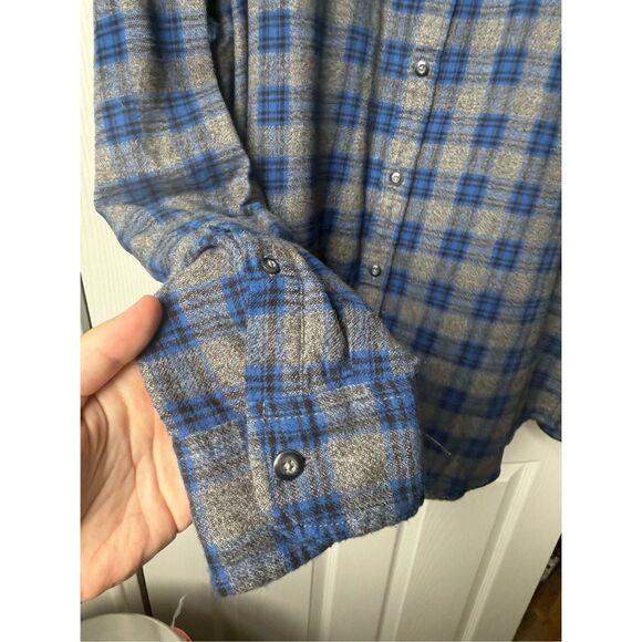 Sonoma Men's XL Blue Gray Flannel Button Down Double Breasted Outerwear - Picture 2 of 4